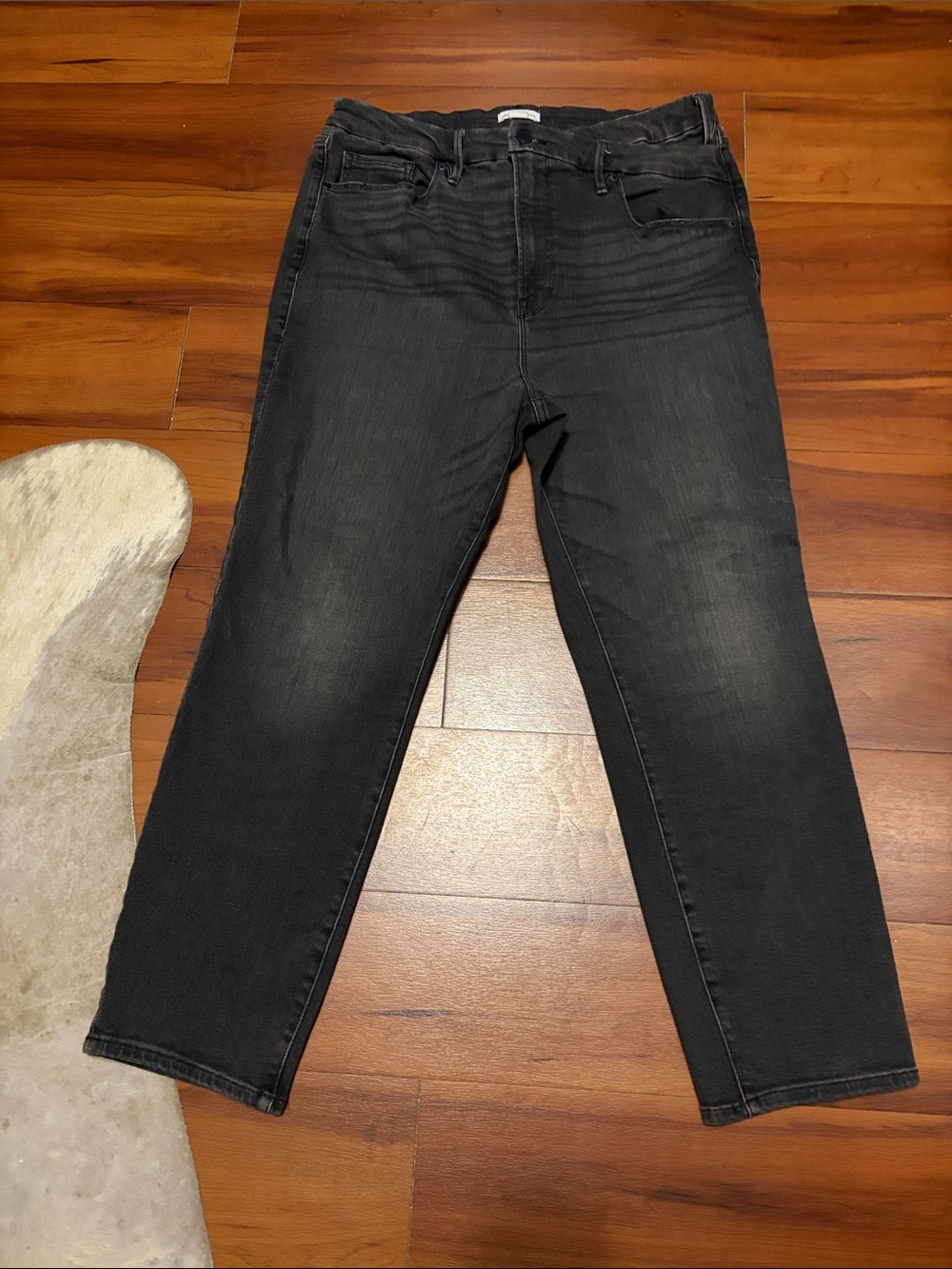 Good American Women’s Washed Black Slim Straight Jeans Sz 18